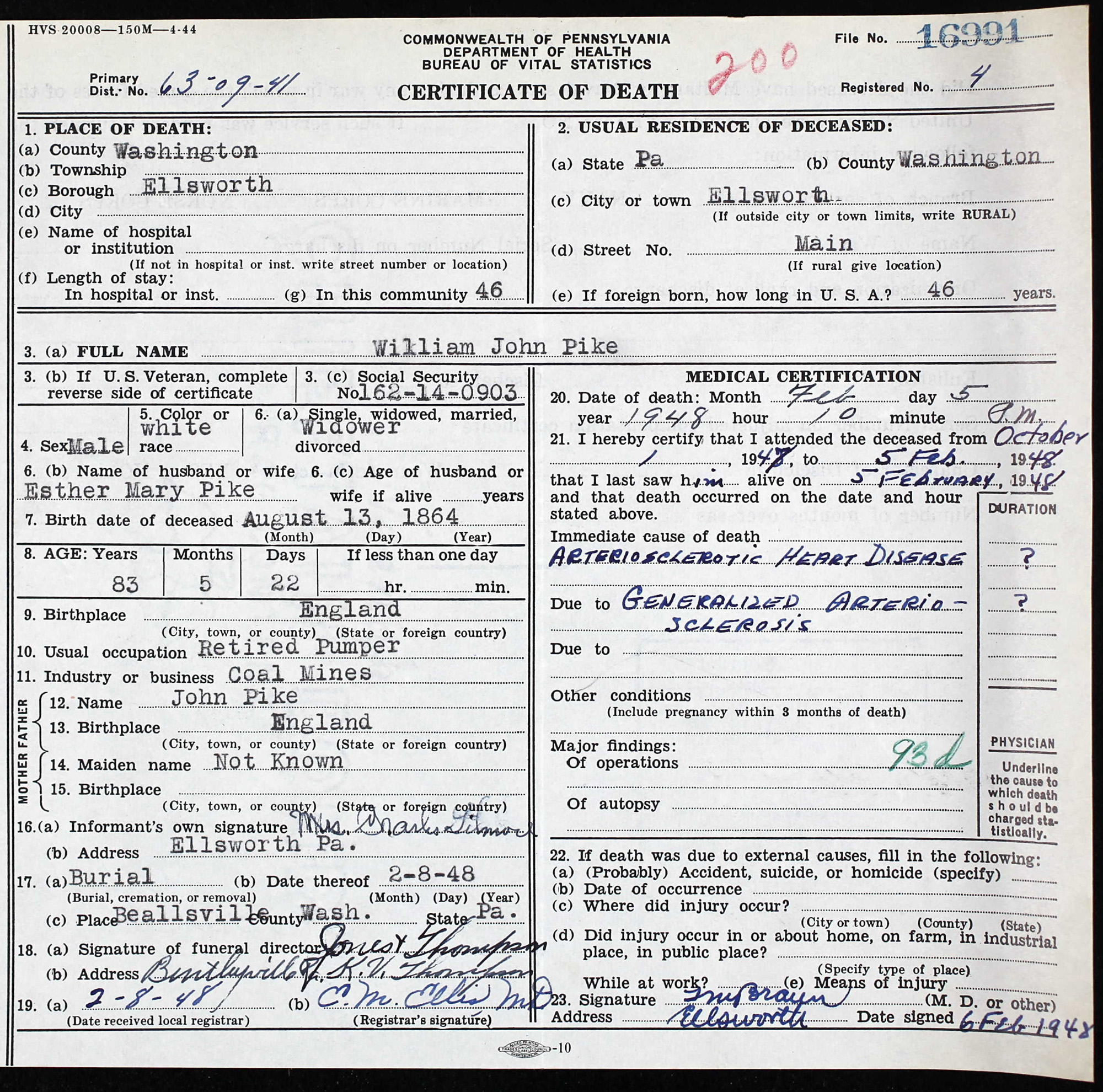 death certificate